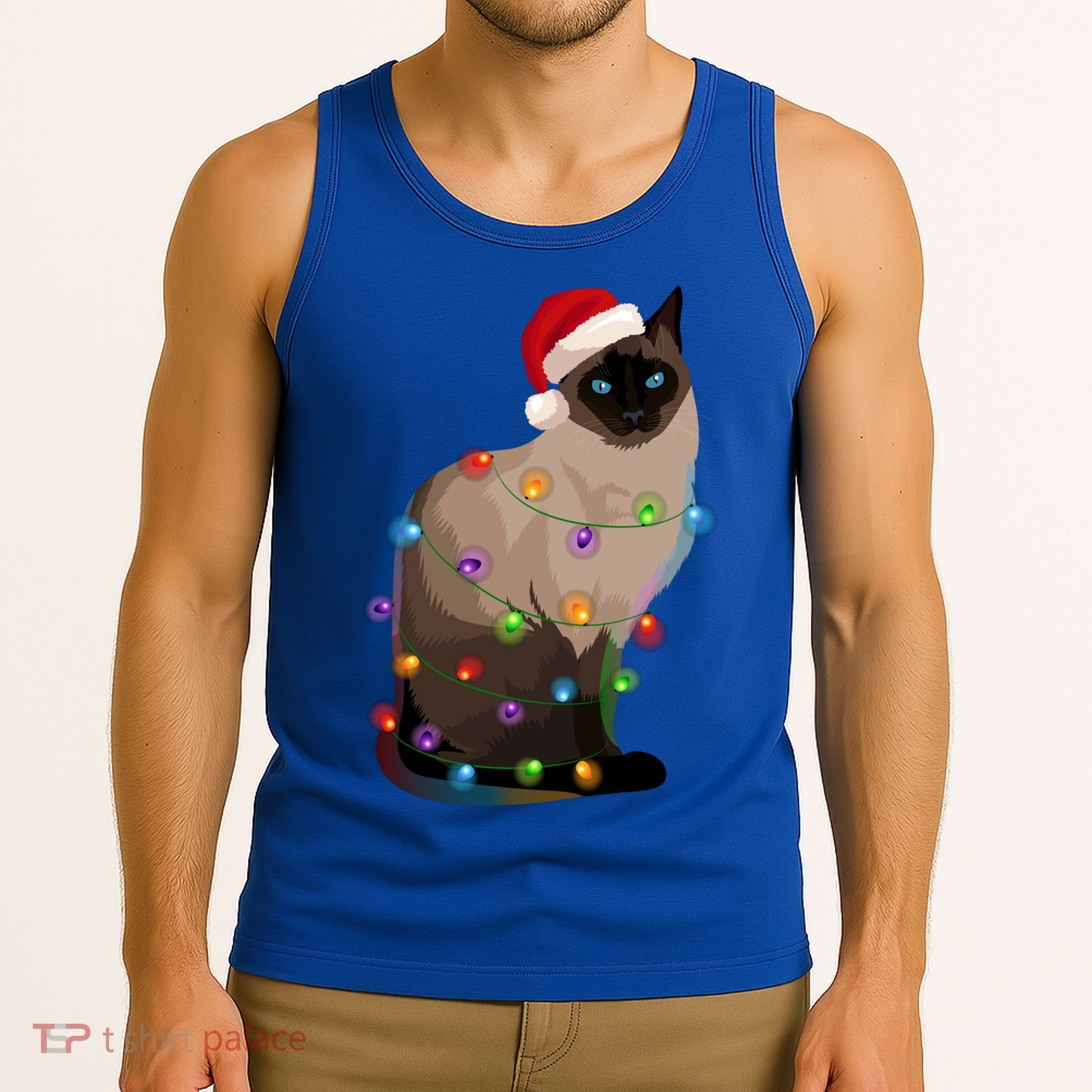 Siamese Cat Christmas Lights Xmas Cat Lover Great Gift Tank Top