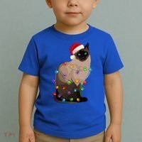 Siamese Cat Christmas Lights Xmas Cat Lover Great Gift Toddler T-Shirt thumb 2