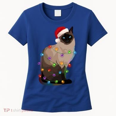 Siamese Cat Christmas Lights Xmas Cat Lover Great Gift Women's T-Shirt