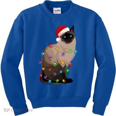 Siamese Cat Christmas Lights Xmas Cat Lover Great Gift Kids Sweatshirt