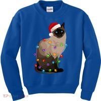 Siamese Cat Christmas Lights Xmas Cat Lover Great Gift Kids Sweatshirt thumb 0