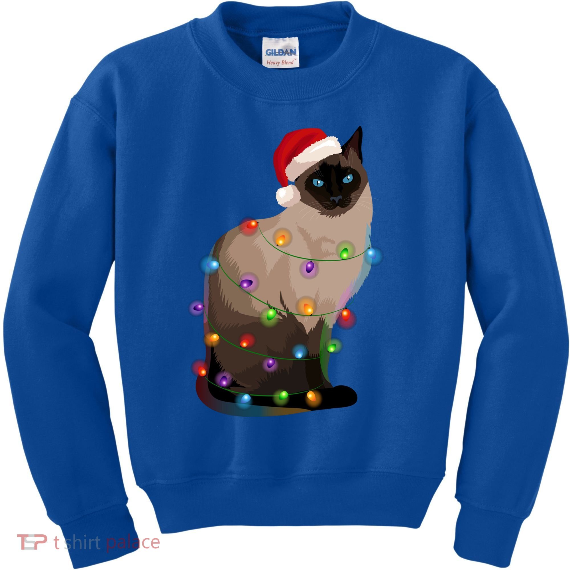 Siamese Cat Christmas Lights Xmas Cat Lover Great Gift Kids Sweatshirt