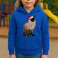 Siamese Cat Christmas Lights Xmas Cat Lover Great Gift Kids Hoodie thumb 3