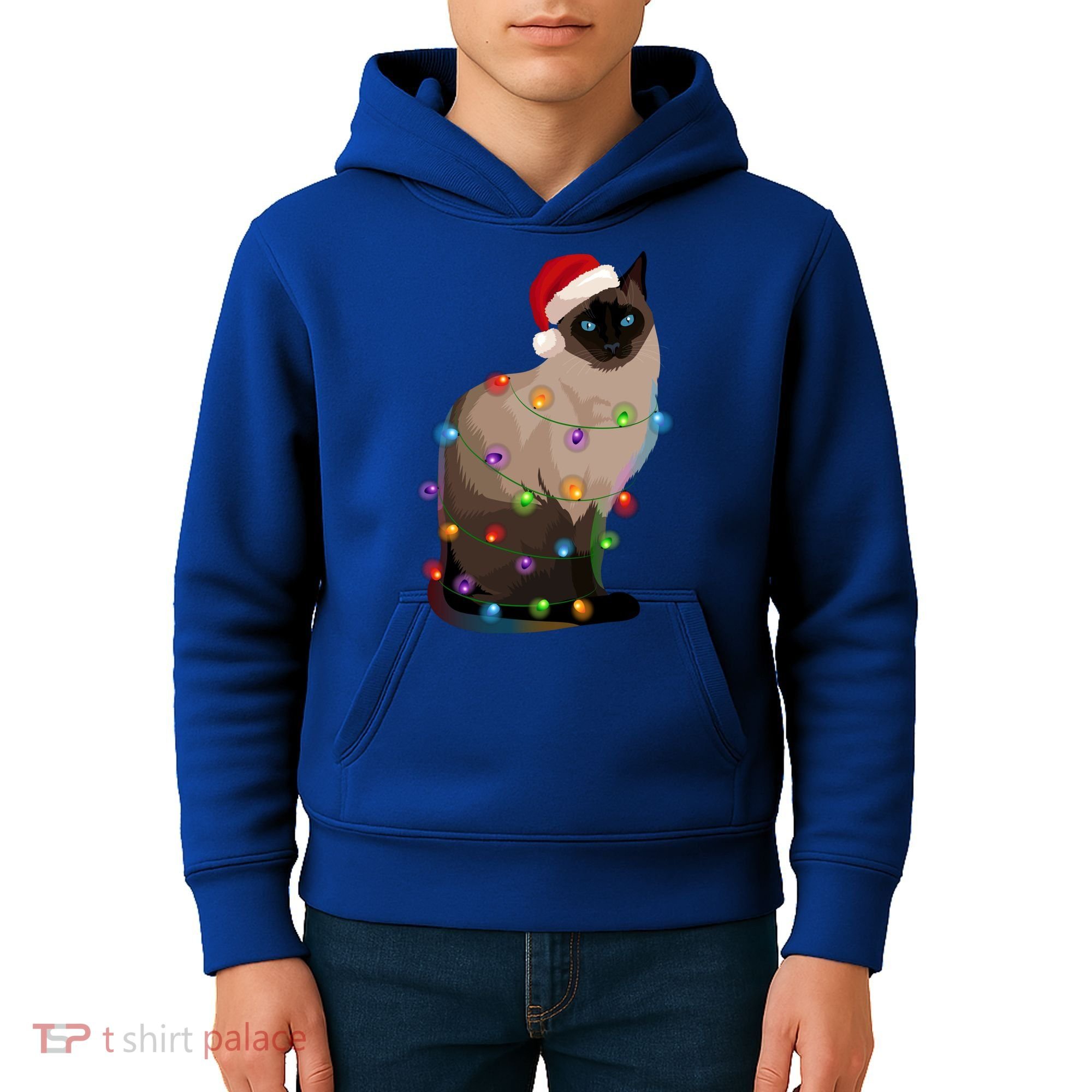 Siamese Cat Christmas Lights Xmas Cat Lover Great Gift Kids Hoodie
