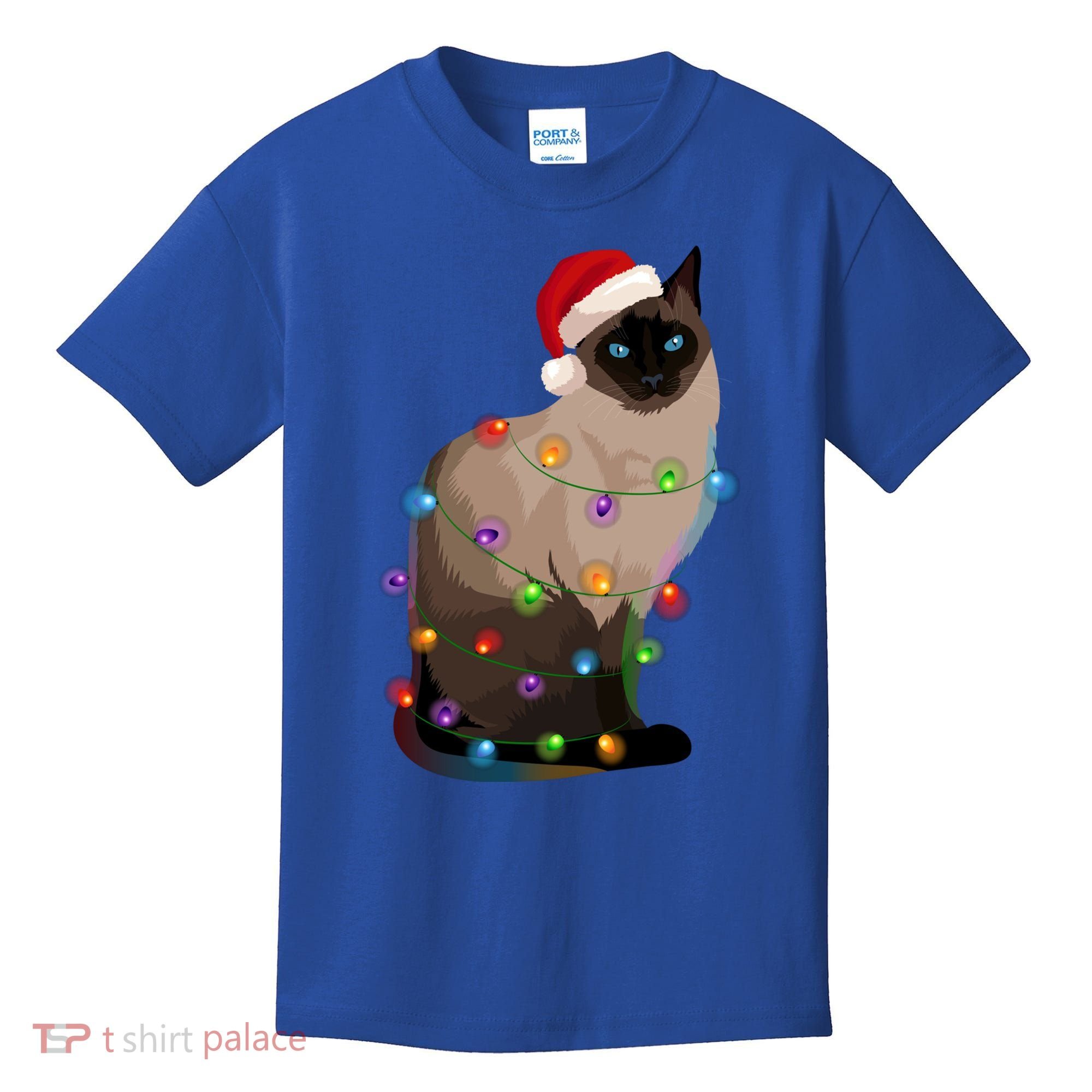 Siamese Cat Christmas Lights Xmas Cat Lover Great Gift Kids T-Shirt