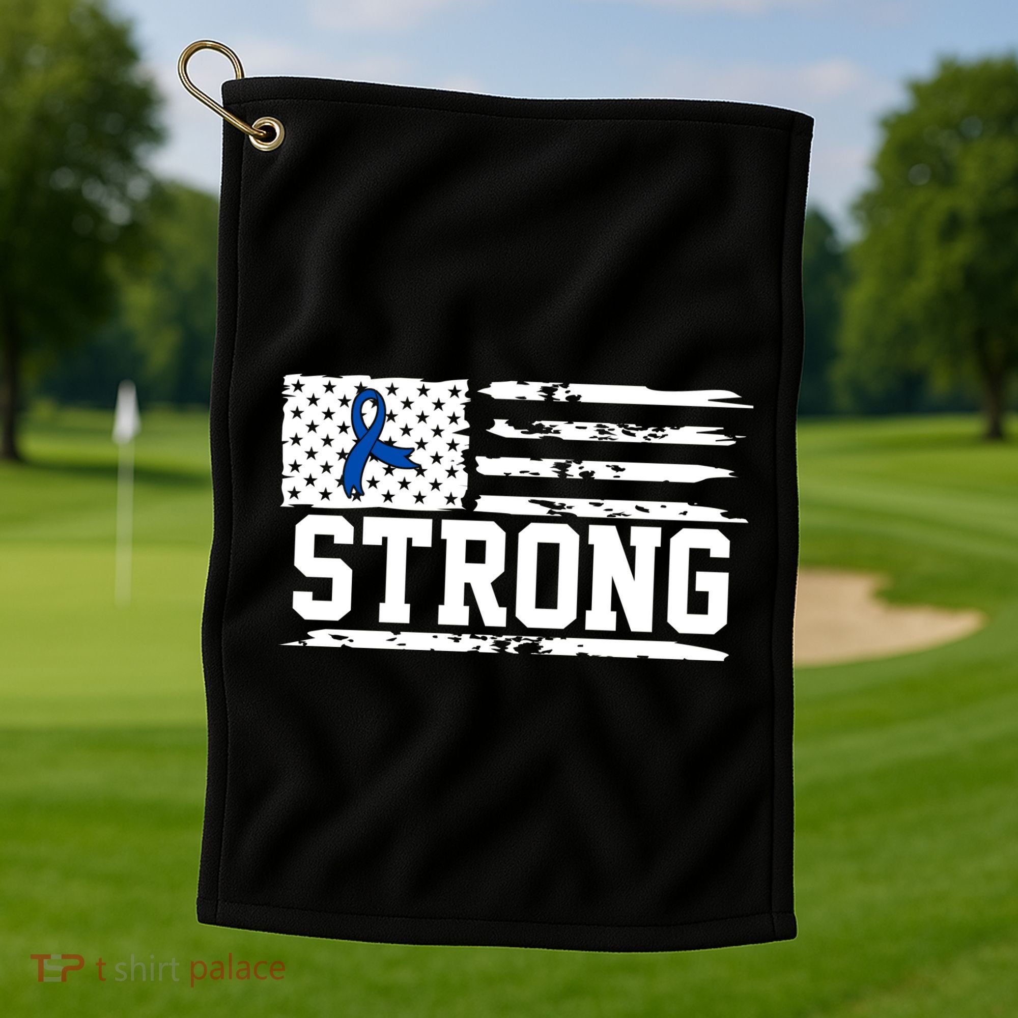 Strong Colon Cancer Awareness Flag Golf Towel