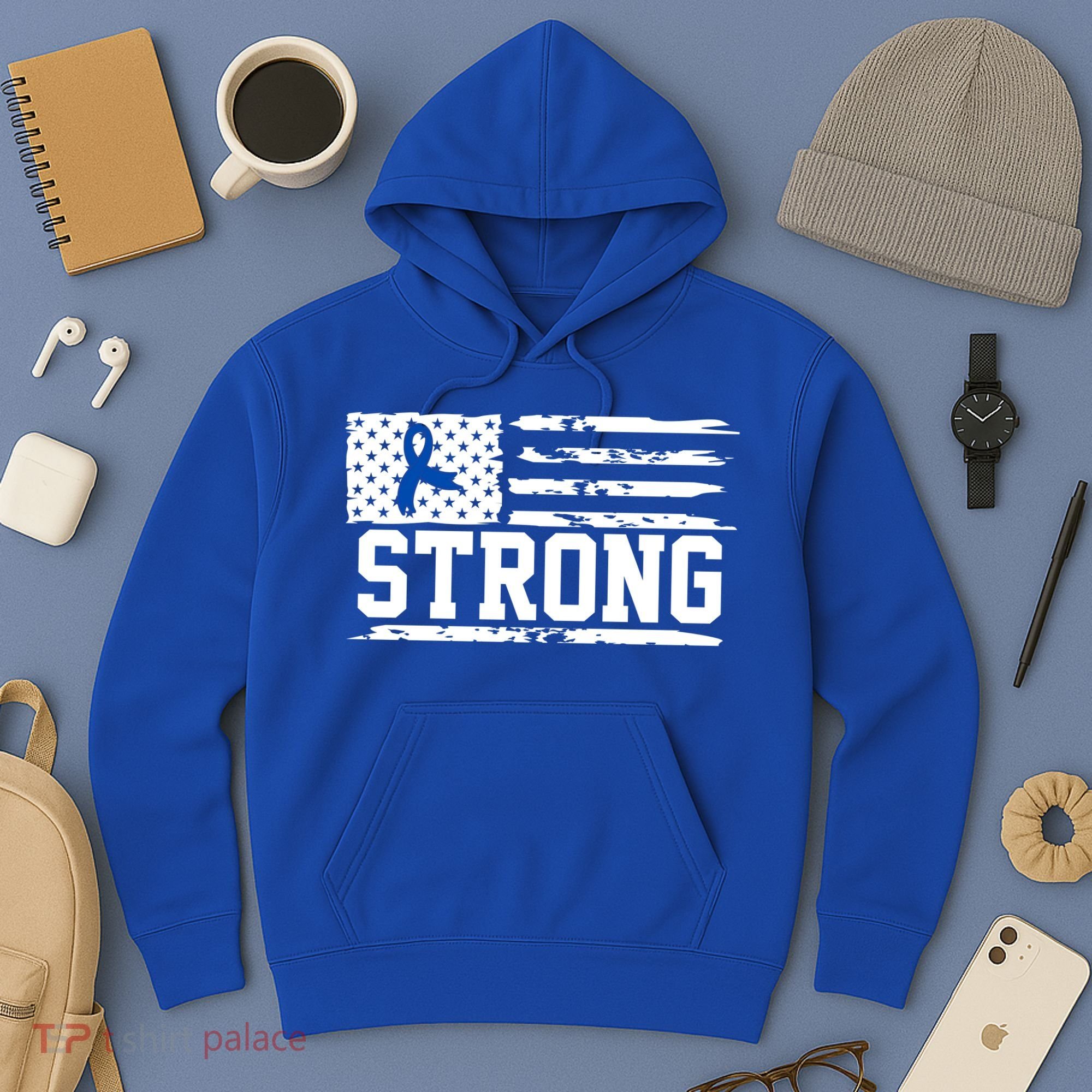 Strong Colon Cancer Awareness Flag Hoodie