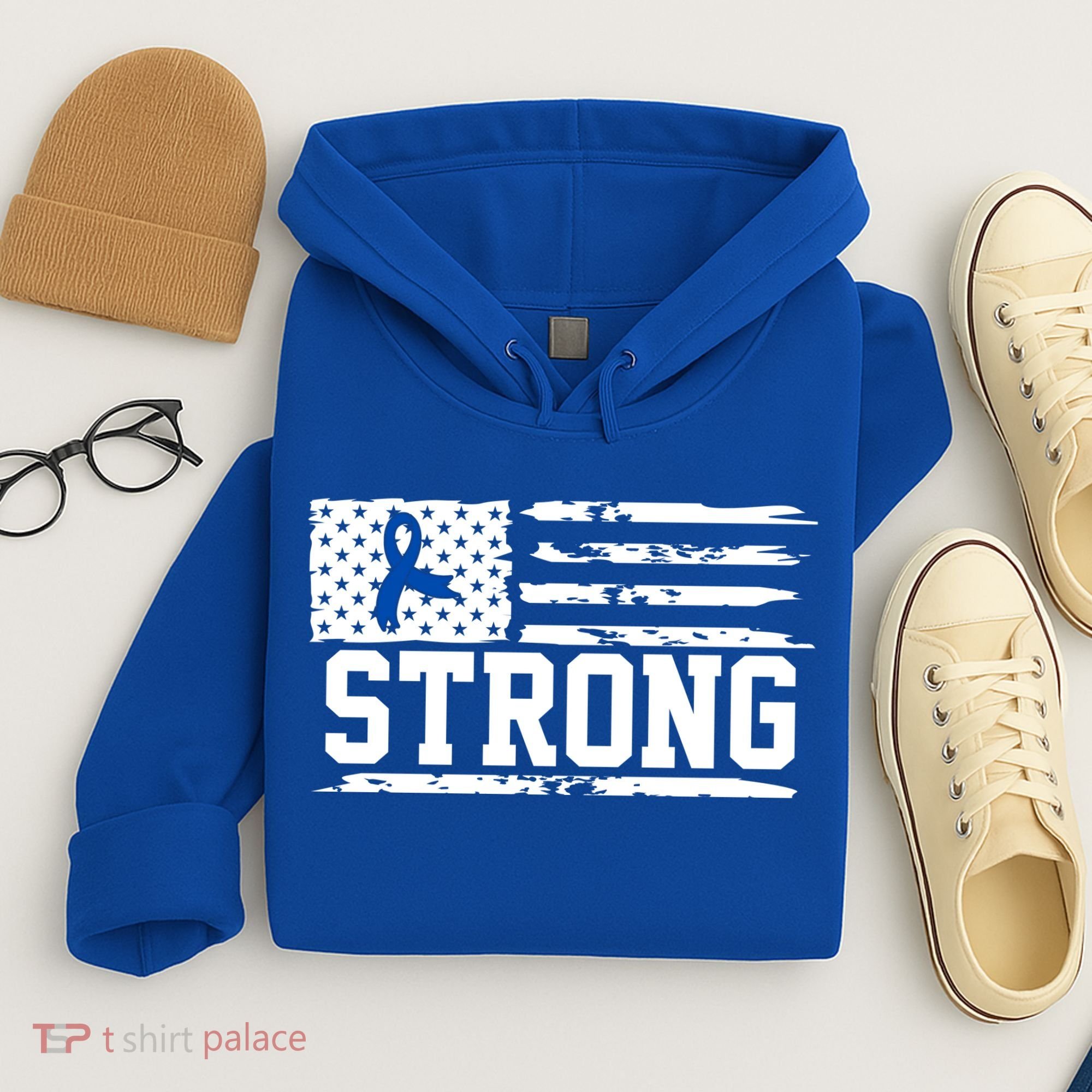 Strong Colon Cancer Awareness Flag Hoodie