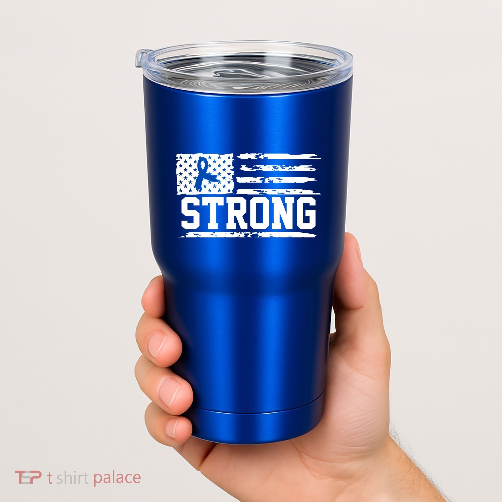 Strong Colon Cancer Awareness Flag Tumbler