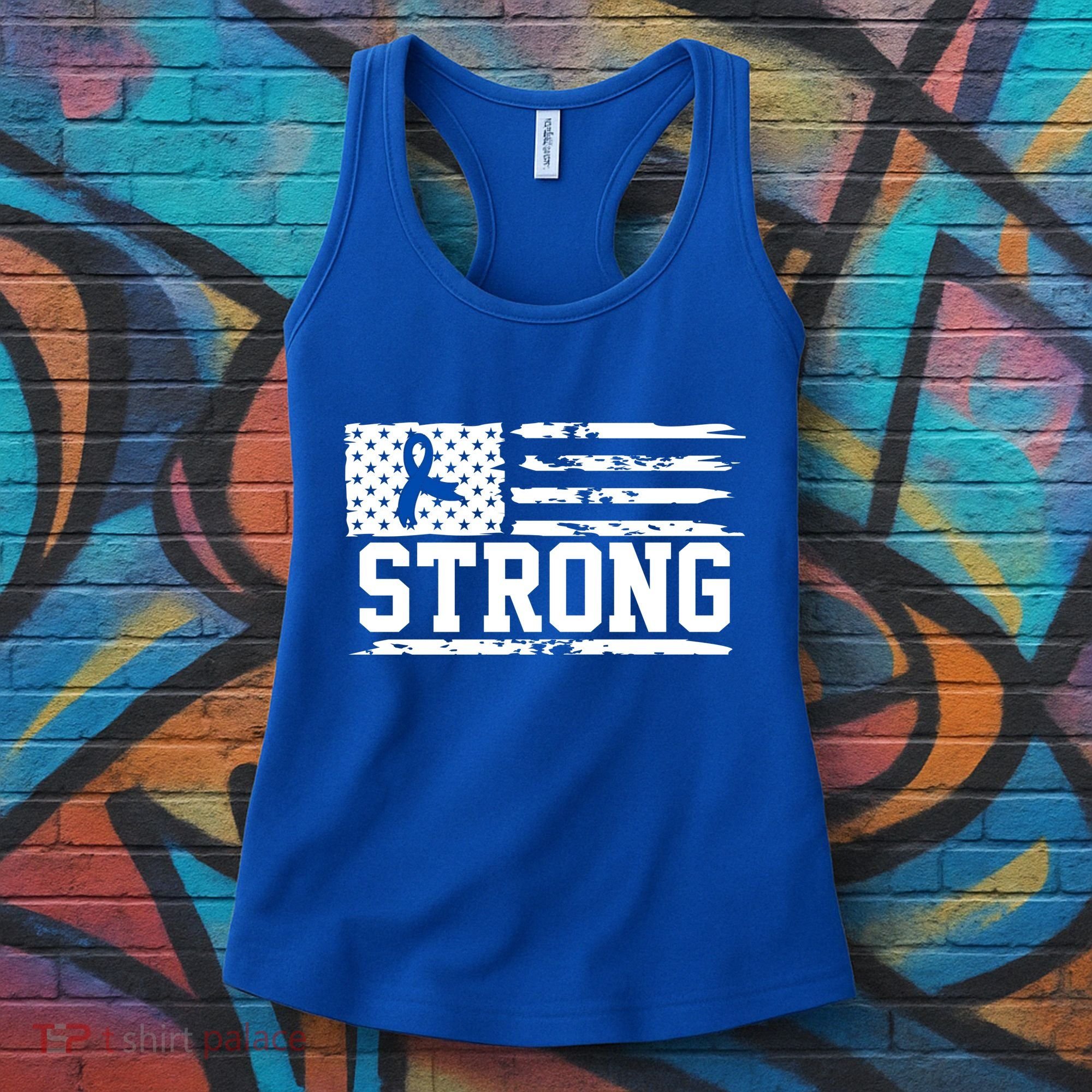 Strong Colon Cancer Awareness Flag Women's Tank Top