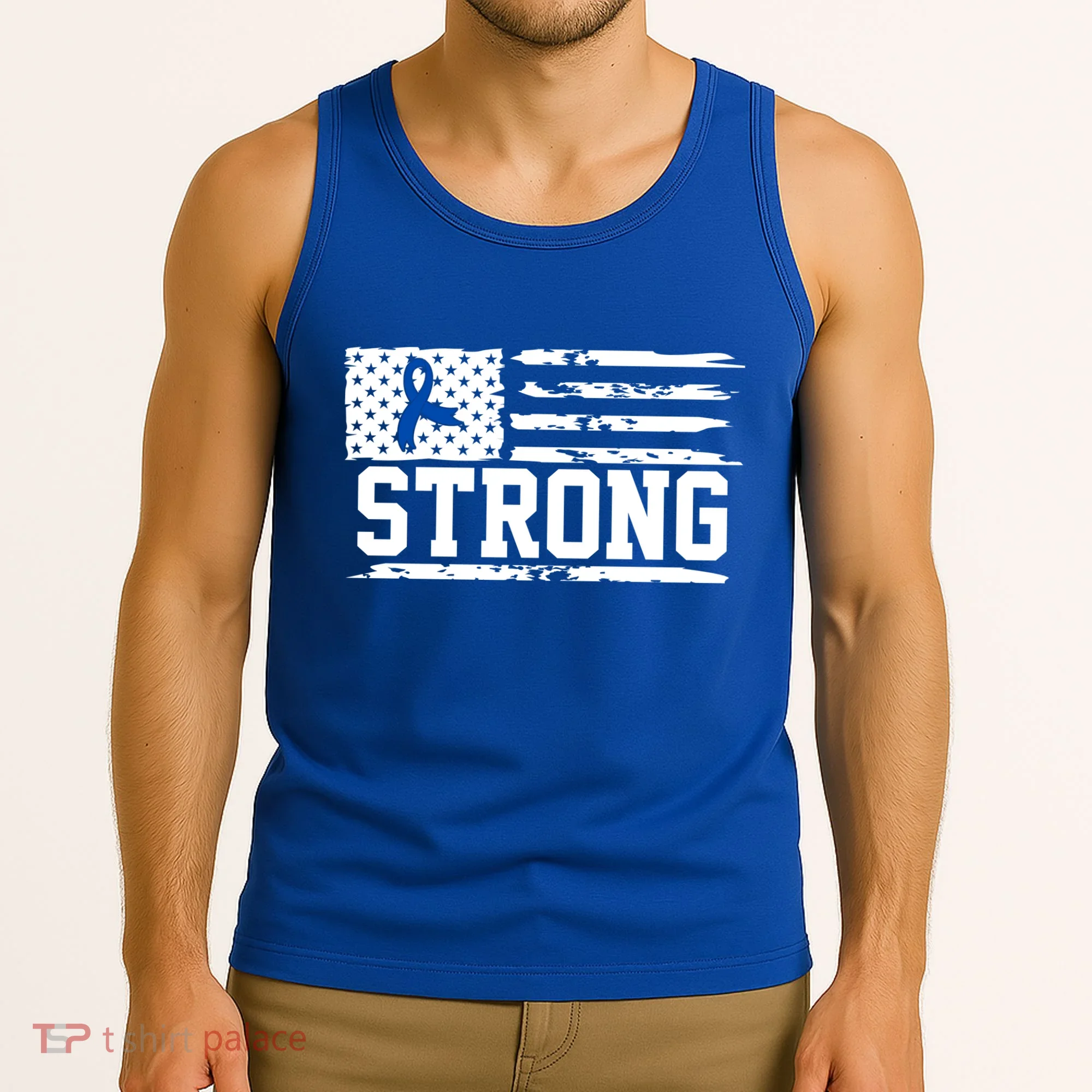 Strong Colon Cancer Awareness Flag Tank Top