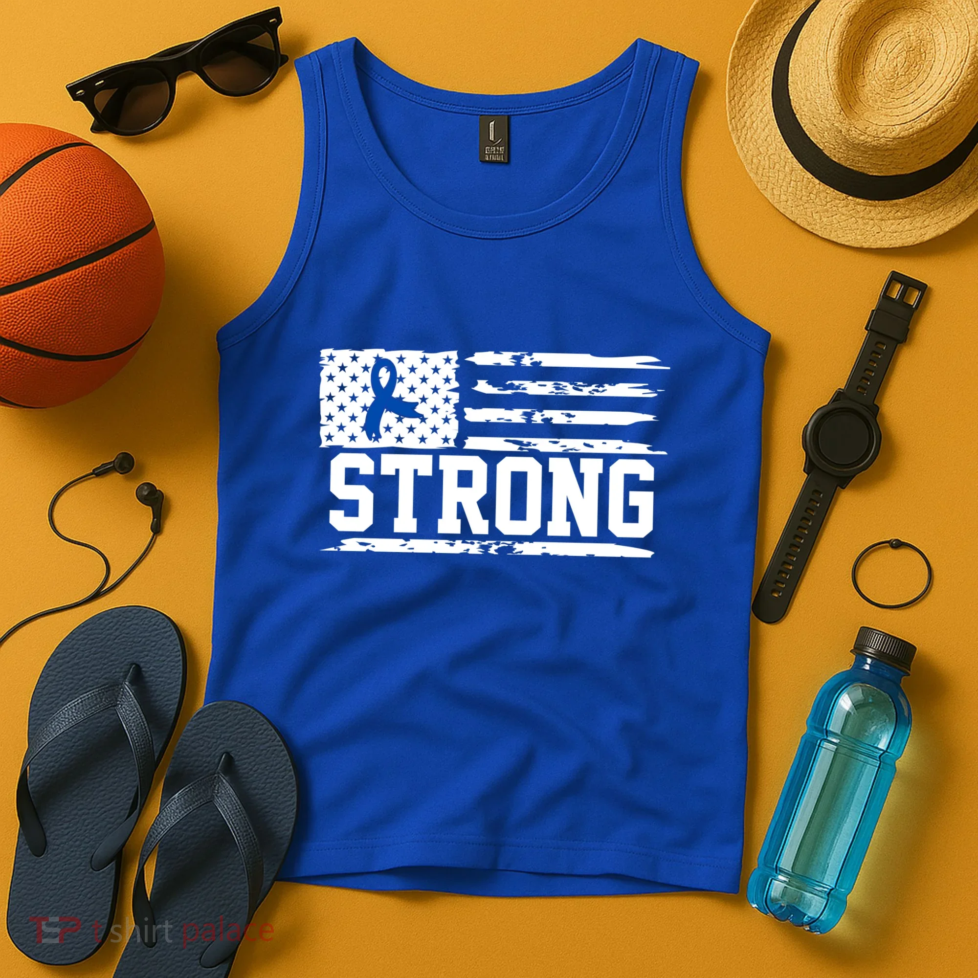 Strong Colon Cancer Awareness Flag Tank Top