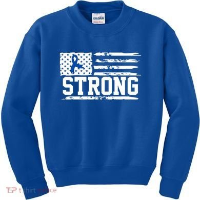 Strong Colon Cancer Awareness Flag Kids Sweatshirt