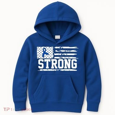 Strong Colon Cancer Awareness Flag Kids Hoodie