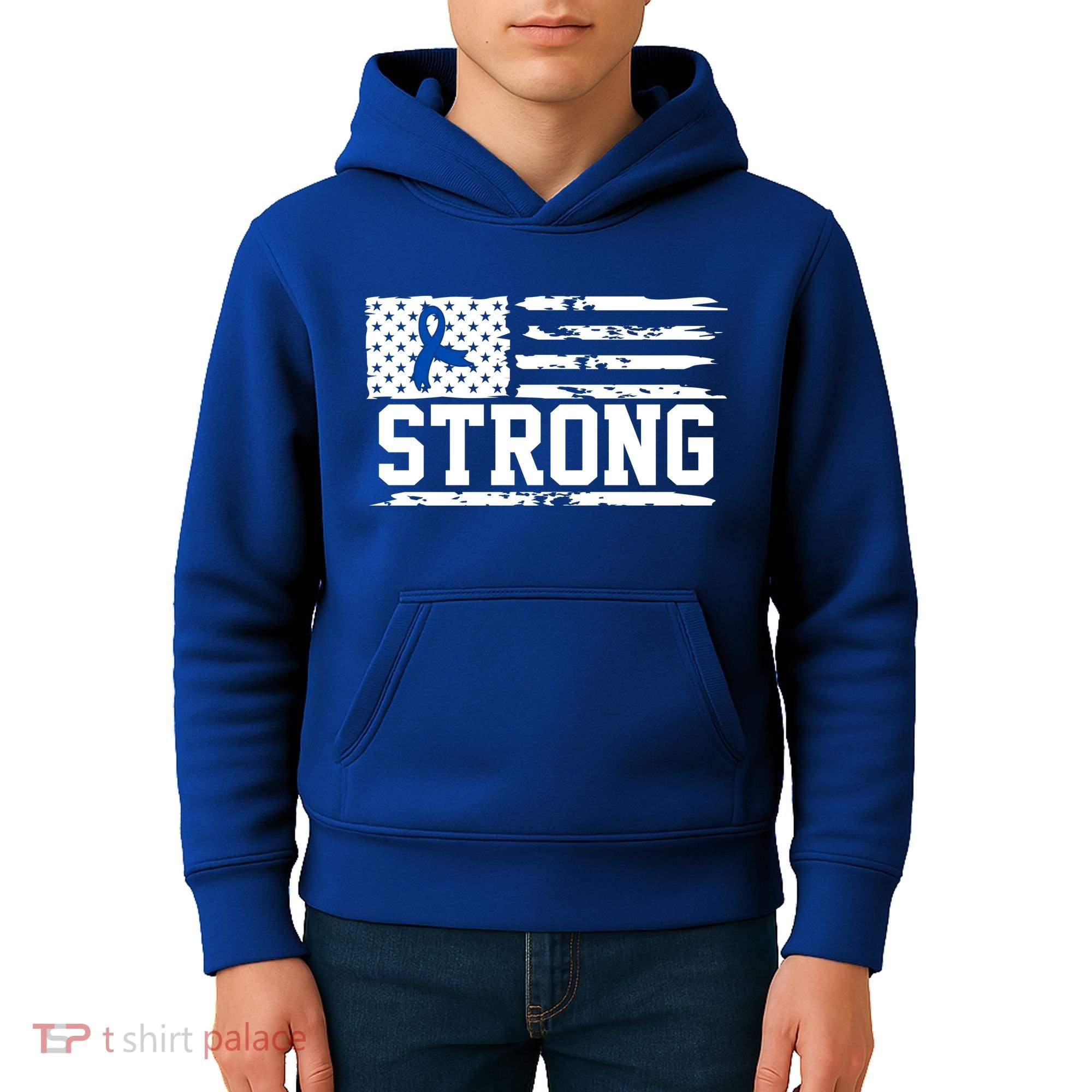 Strong Colon Cancer Awareness Flag Kids Hoodie