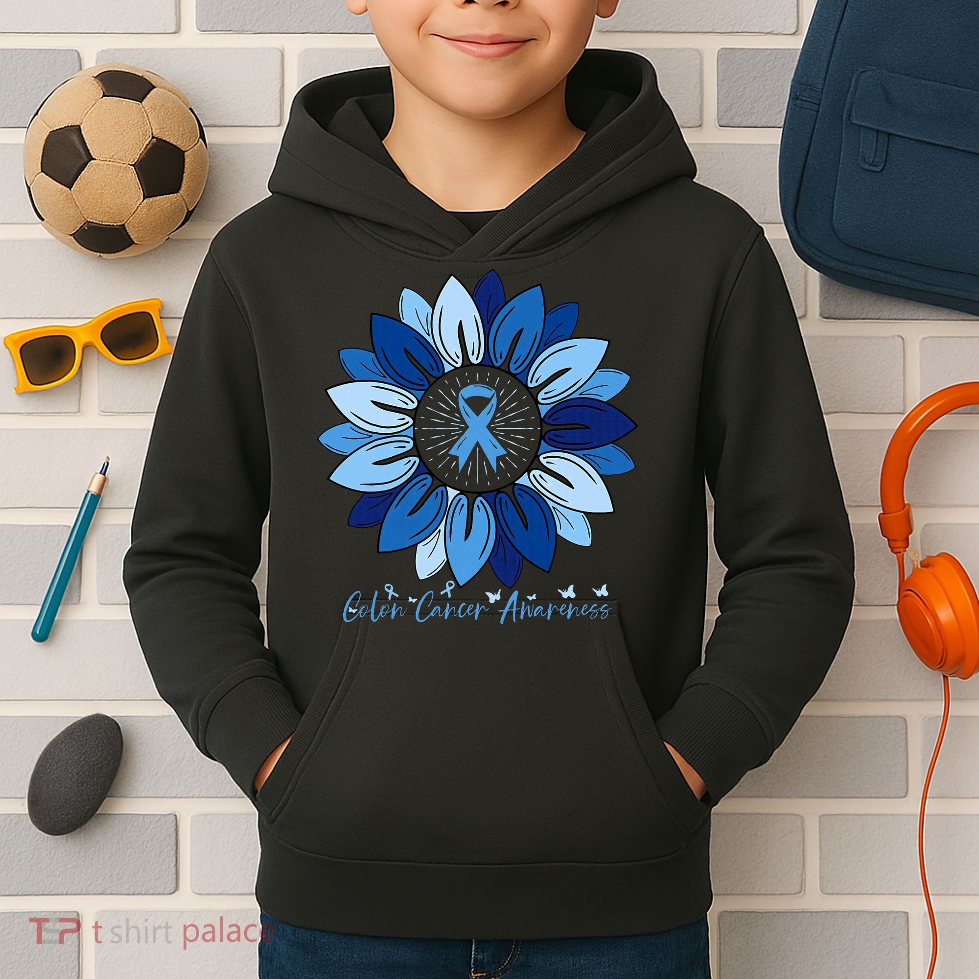 Sunflower Colon Cancer Awareness Month Kids Hoodie