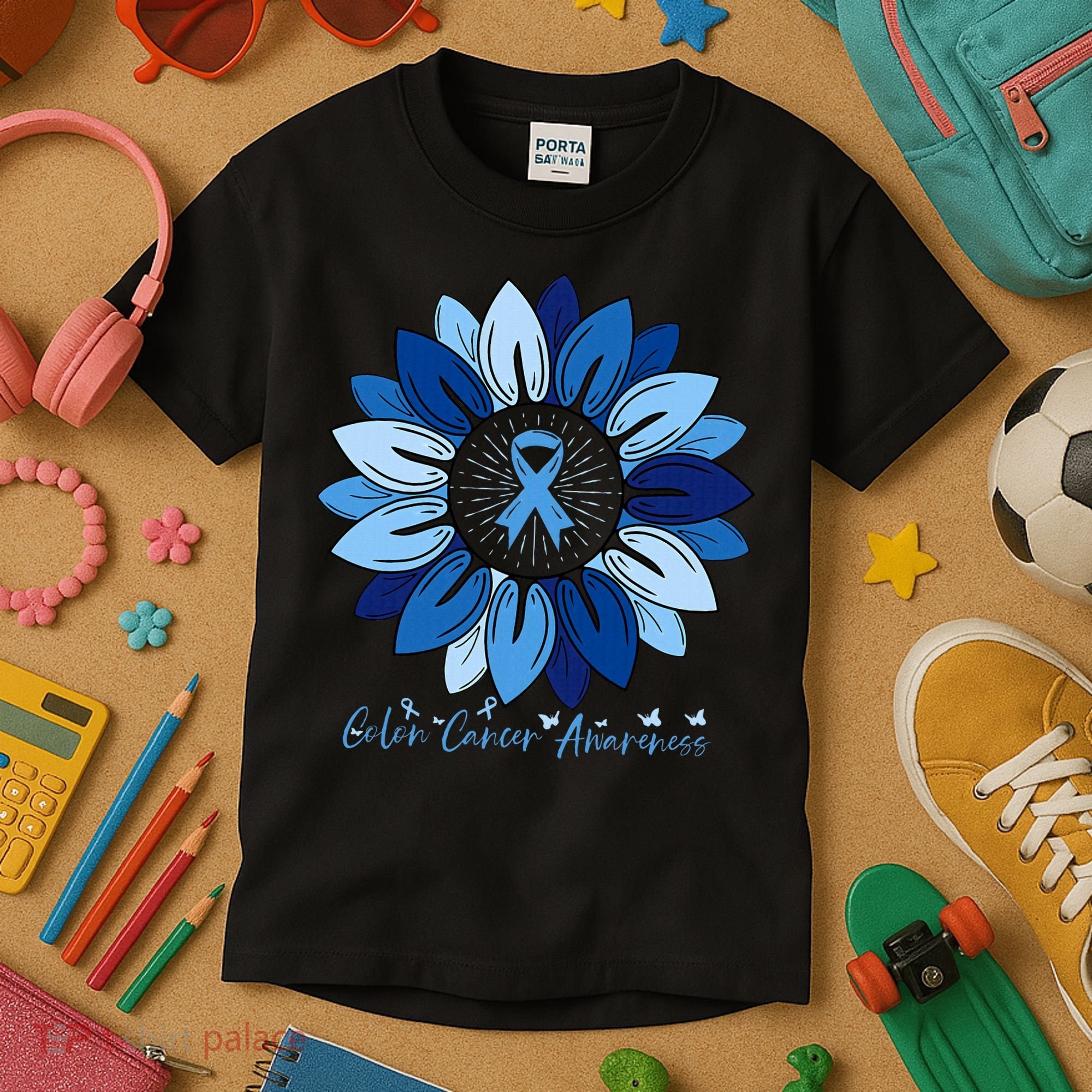 Sunflower Colon Cancer Awareness Month Kids T-Shirt