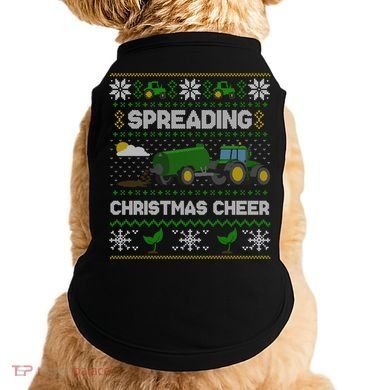 Spreading Christmas Cheer Farming Tractor Ugly Gift Doggie Tank