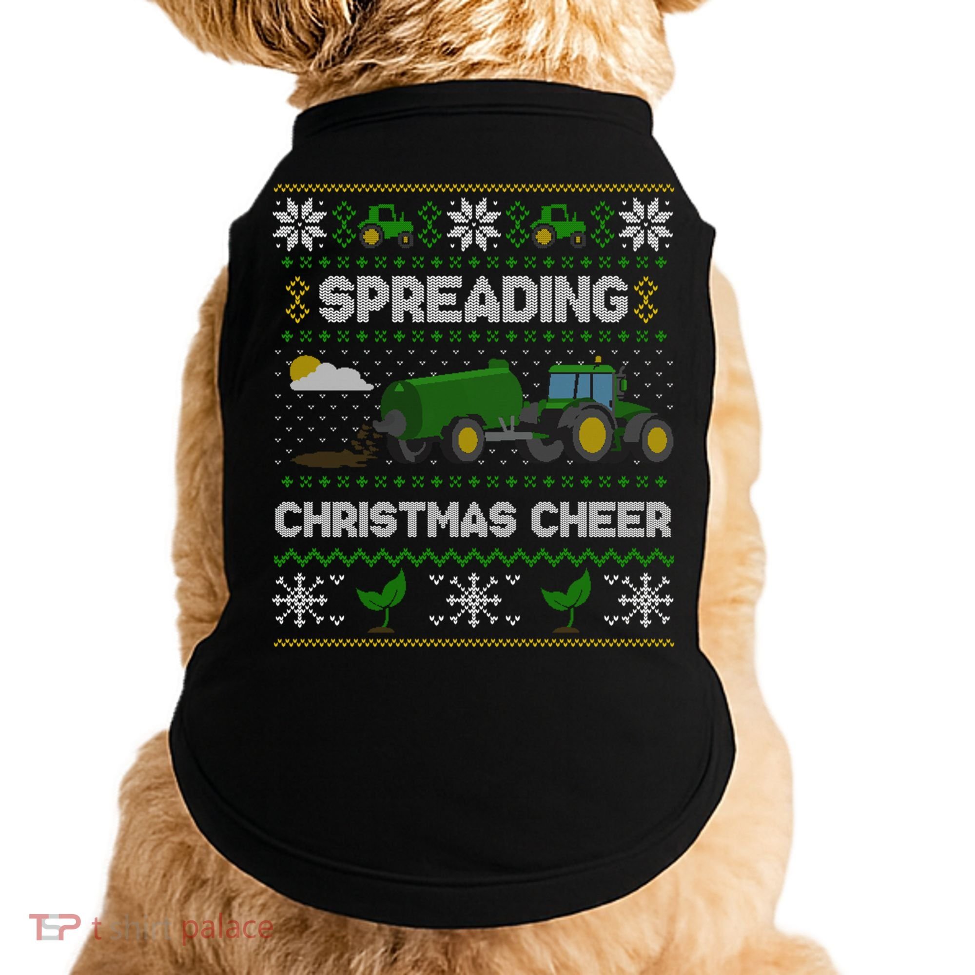 Spreading Christmas Cheer Farming Tractor Ugly Gift Doggie Tank