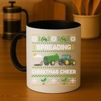 Spreading Christmas Cheer Farming Tractor Ugly Gift Coffee Mug thumb 4