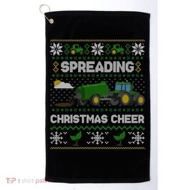 Spreading Christmas Cheer Farming Tractor Ugly Gift Golf Towel