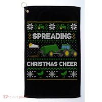 Spreading Christmas Cheer Farming Tractor Ugly Gift Golf Towel thumb 0