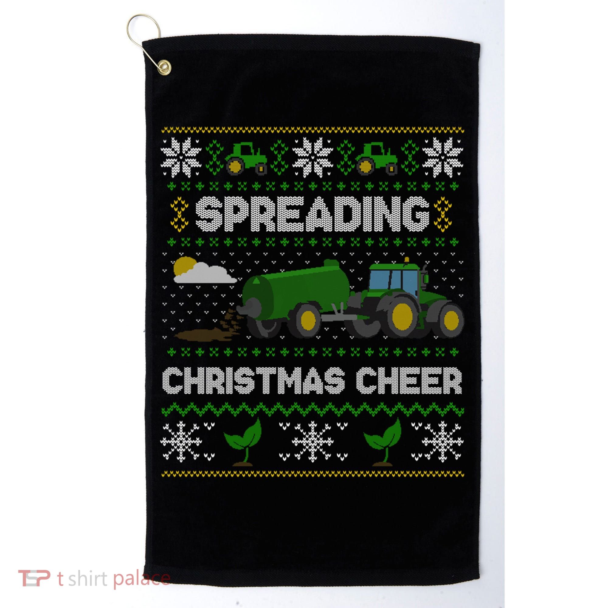 Spreading Christmas Cheer Farming Tractor Ugly Gift Golf Towel