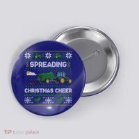 Spreading Christmas Cheer Farming Tractor Ugly Gift Button thumb 0