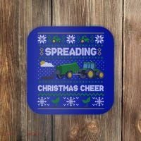 Spreading Christmas Cheer Farming Tractor Ugly Gift Coaster thumb 0