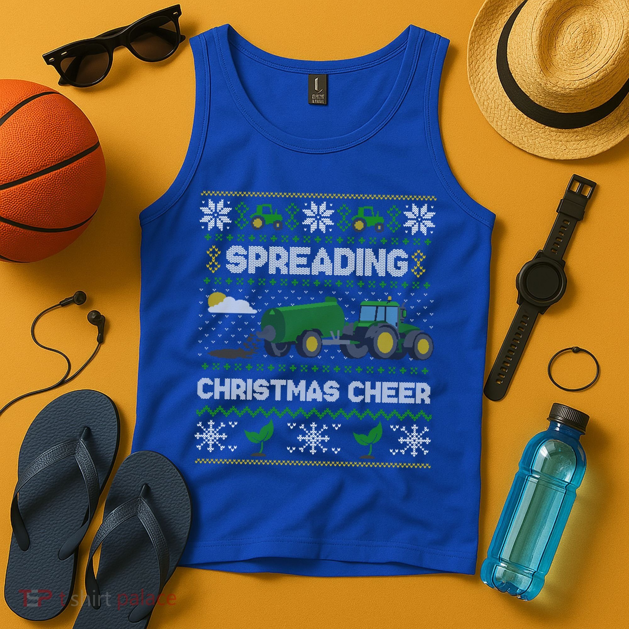 Spreading Christmas Cheer Farming Tractor Ugly Gift Tank Top