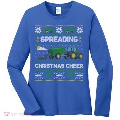 Spreading Christmas Cheer Farming Tractor Ugly Gift Women's Long Sleeve Shirt