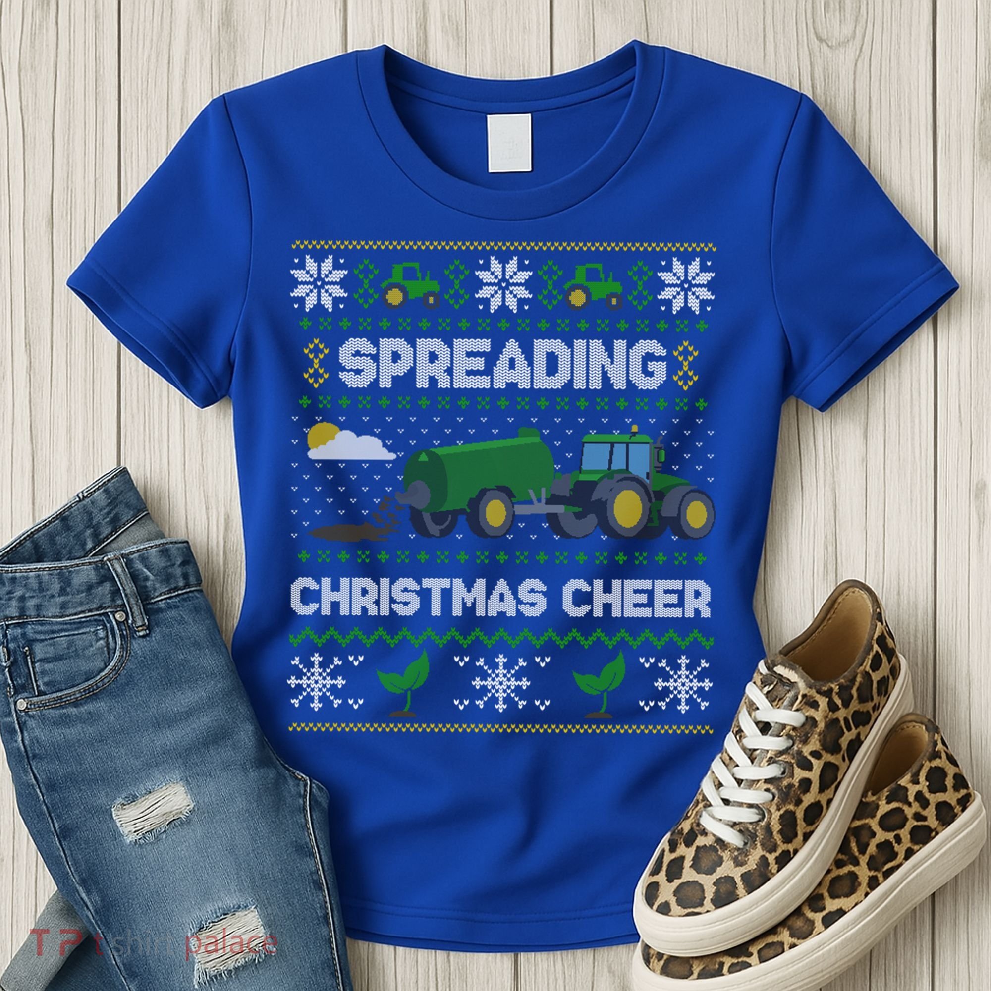 Spreading Christmas Cheer Farming Tractor Ugly Gift Women's T-Shirt