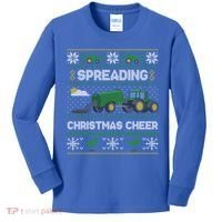 Spreading Christmas Cheer Farming Tractor Ugly Gift Kids Long Sleeve Shirt thumb 0