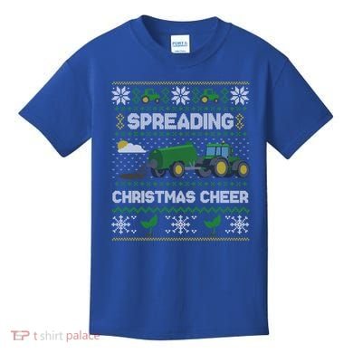 Spreading Christmas Cheer Farming Tractor Ugly Gift Kids T-Shirt