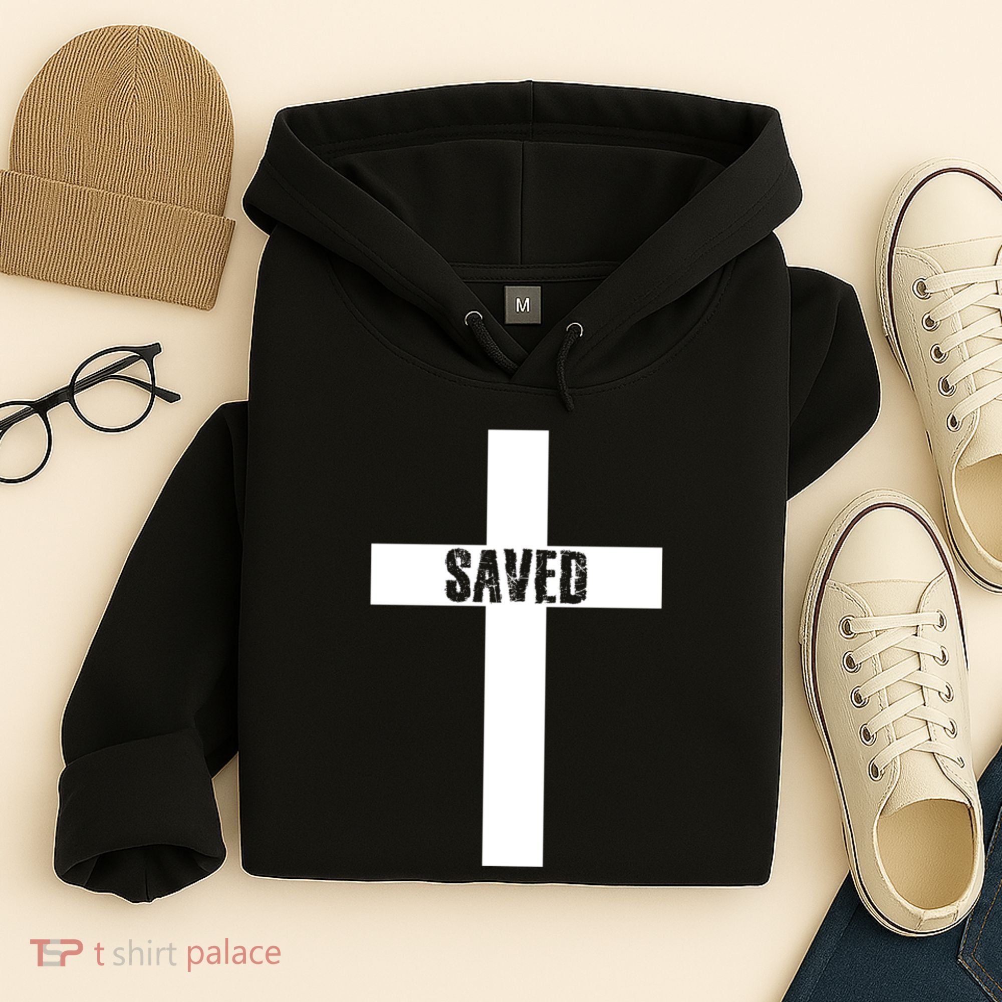Saved Cross Christian Inspirational Hoodie