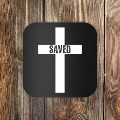 Saved Cross Christian Inspirational Coaster