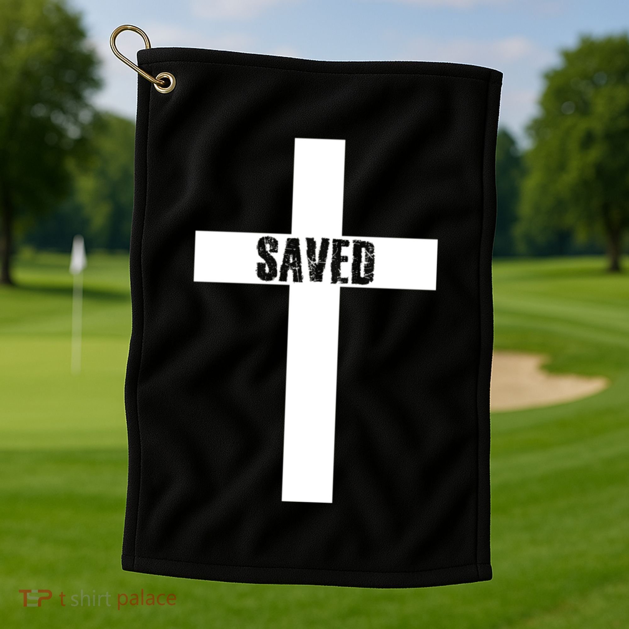 Saved Cross Christian Inspirational Golf Towel