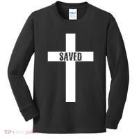 Saved Cross Christian Inspirational Kids Long Sleeve Shirt thumb 0