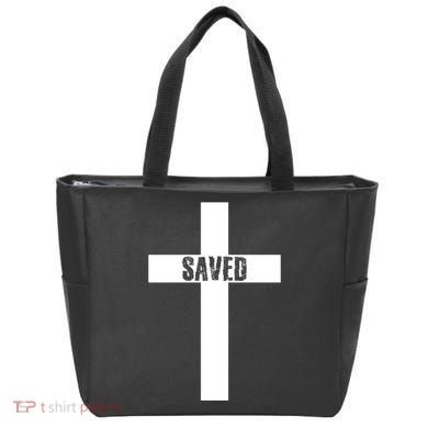 Saved Cross Christian Inspirational Tote Bag