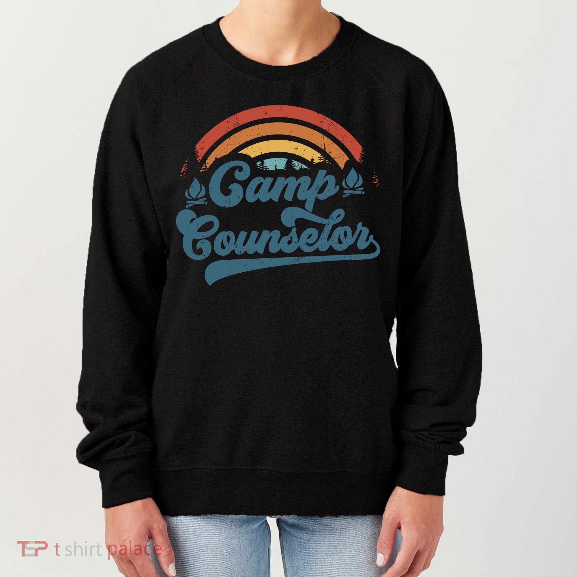 Summer Camp Counselor Staff Groovy Rainbow Camp Counselor Women's Sweatshirt