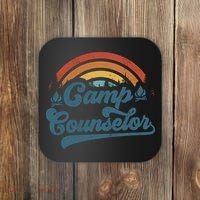 Summer Camp Counselor Staff Groovy Rainbow Camp Counselor Coaster thumb 0