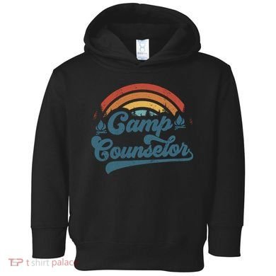 Summer Camp Counselor Staff Groovy Rainbow Camp Counselor Toddler Hoodie