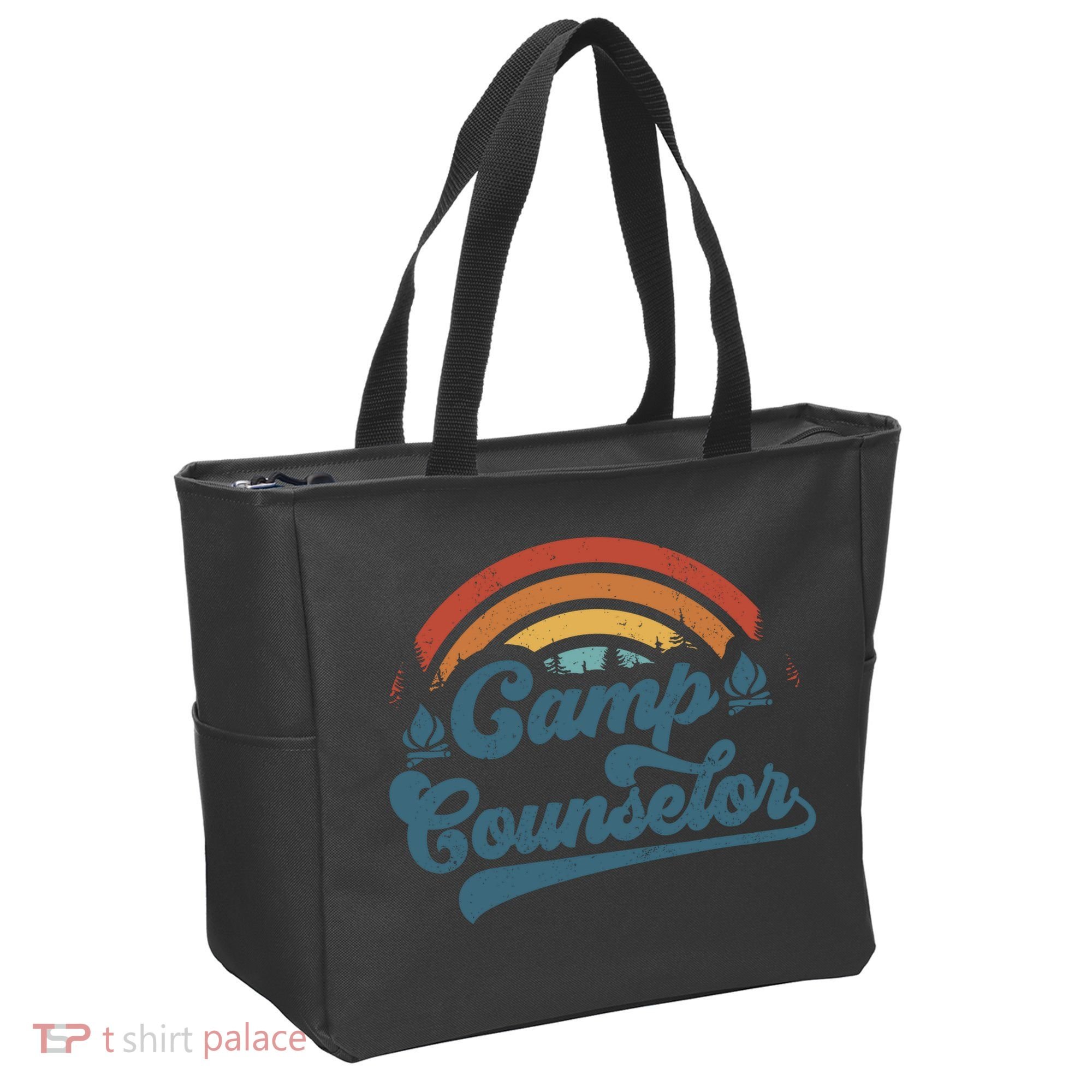 Summer Camp Counselor Staff Groovy Rainbow Camp Counselor Tote Bag