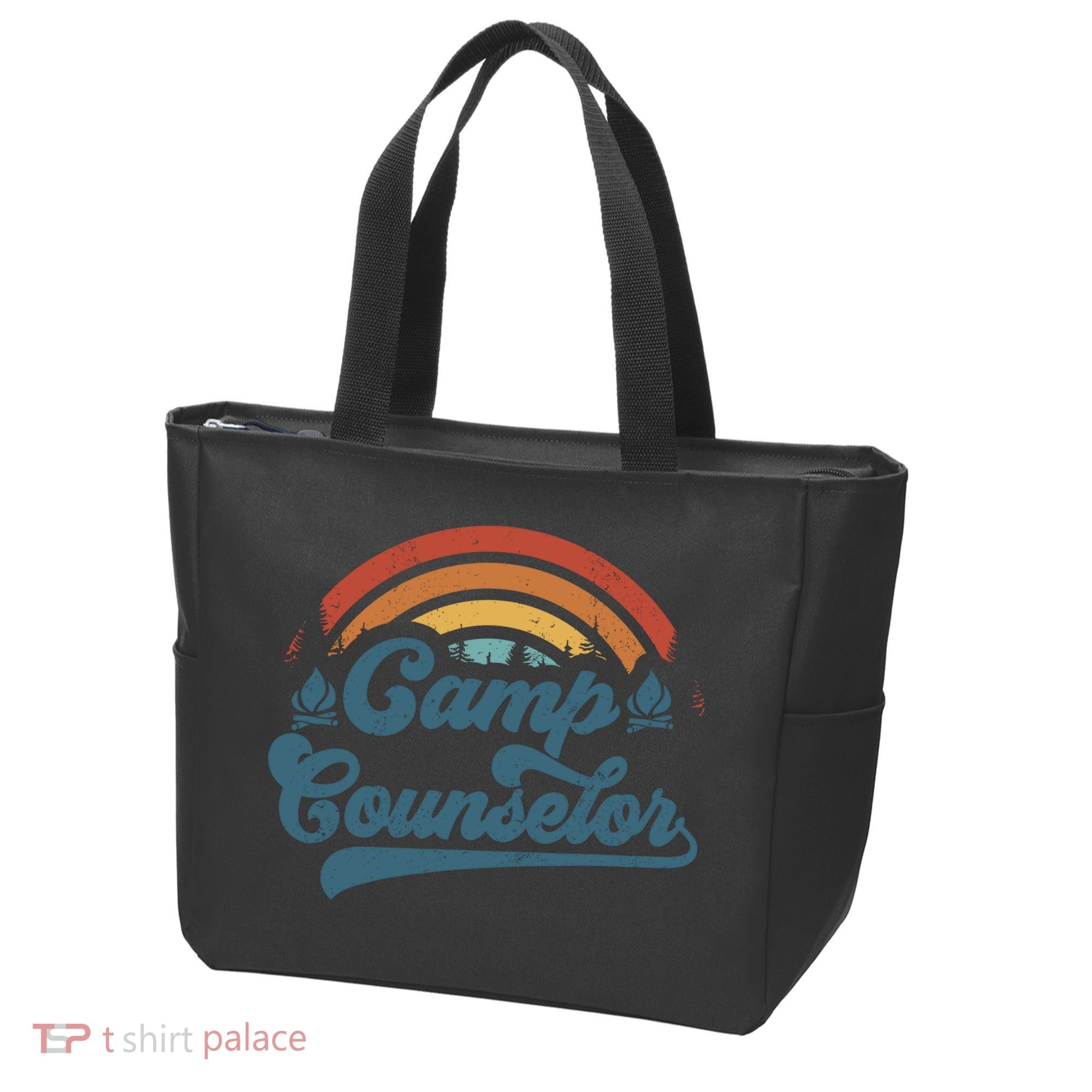 Summer Camp Counselor Staff Groovy Rainbow Camp Counselor Tote Bag