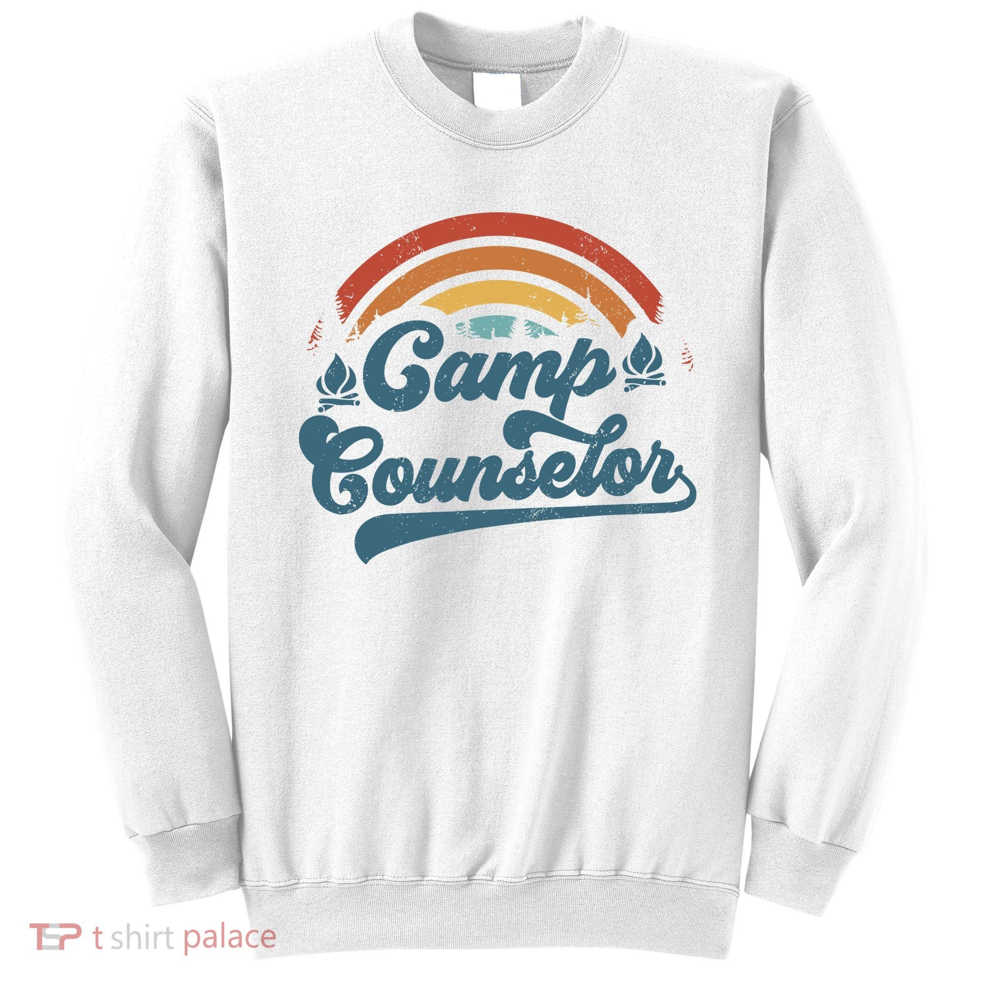 Summer Camp Counselor Staff Groovy Rainbow Camp Counselor Sweatshirt