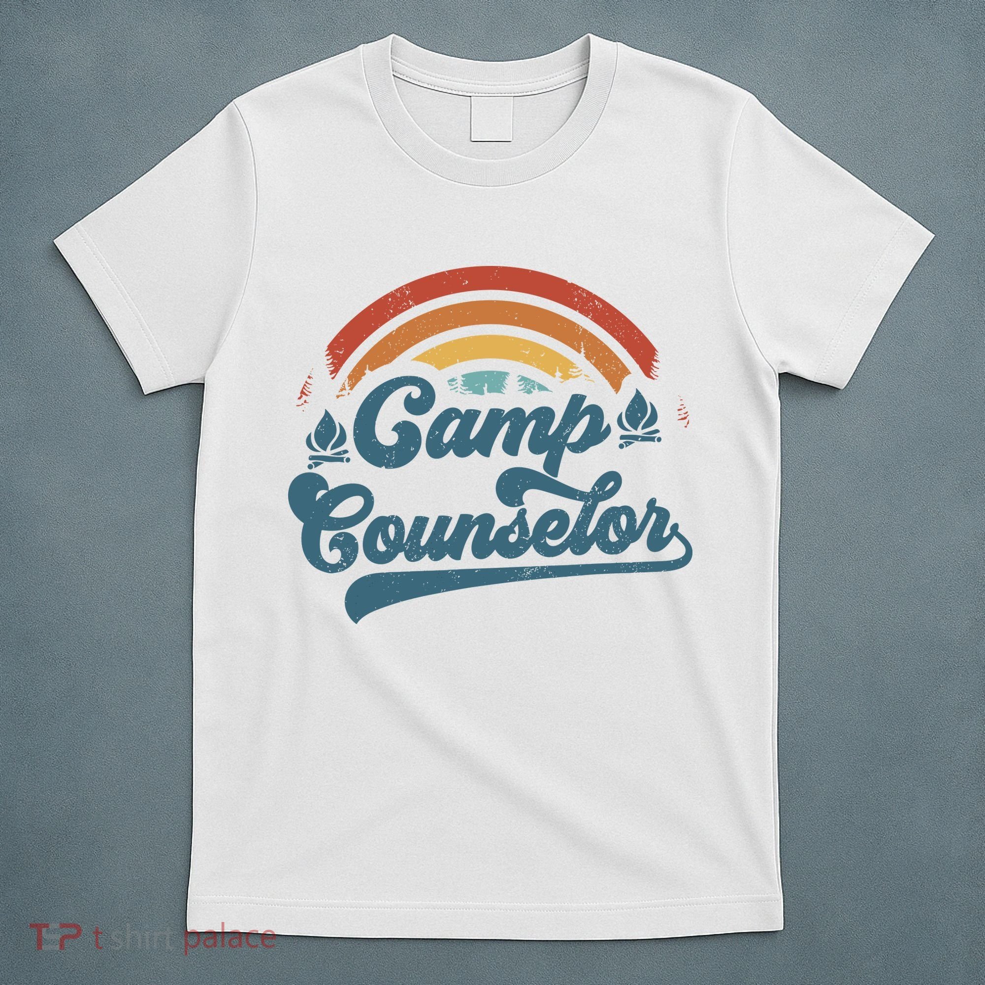 Summer Camp Counselor Staff Groovy Rainbow Camp Counselor T-Shirt