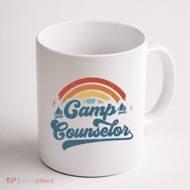 Summer Camp Counselor Staff Groovy Rainbow Camp Counselor Coffee Mug back