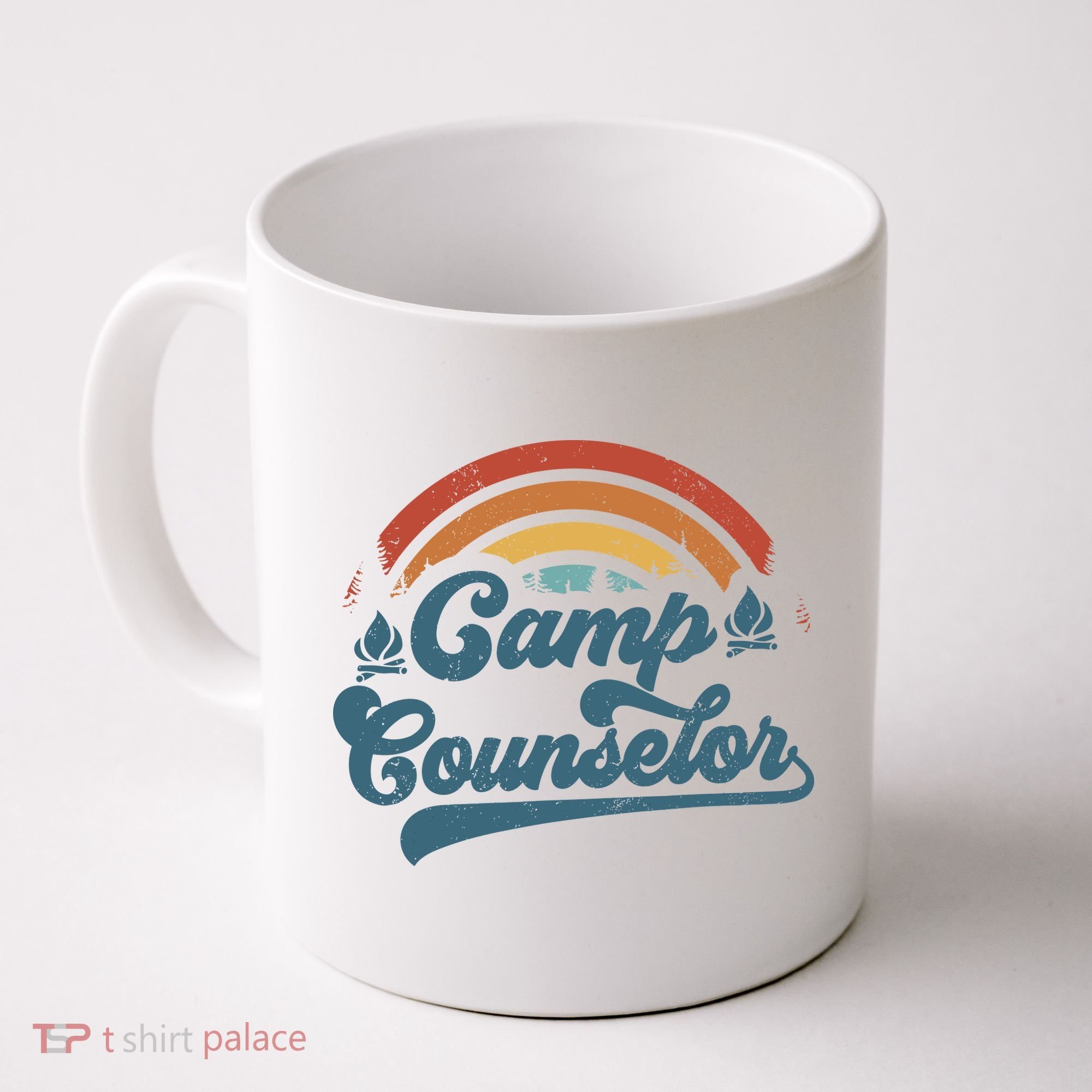 Summer Camp Counselor Staff Groovy Rainbow Camp Counselor Coffee Mug