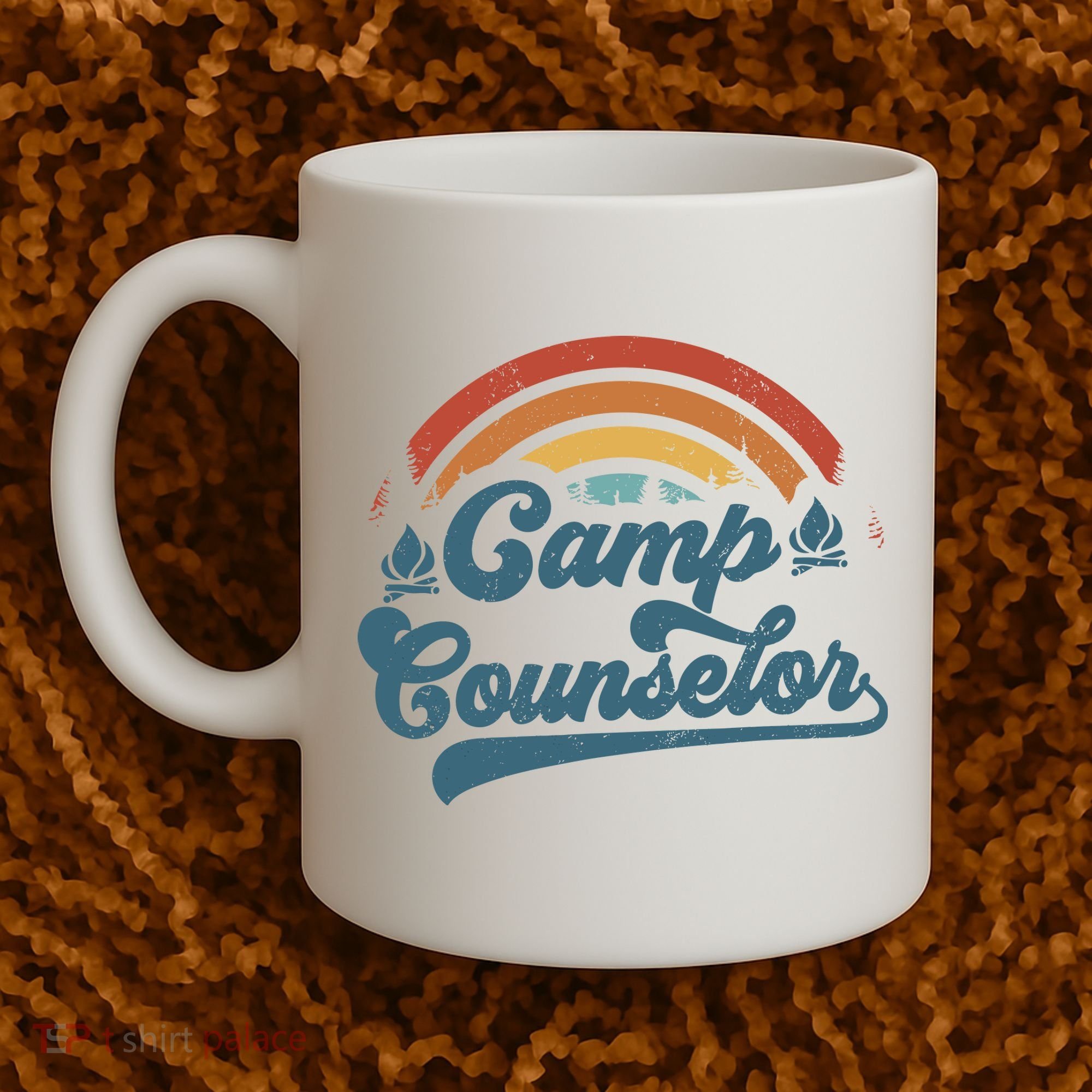 Summer Camp Counselor Staff Groovy Rainbow Camp Counselor Coffee Mug