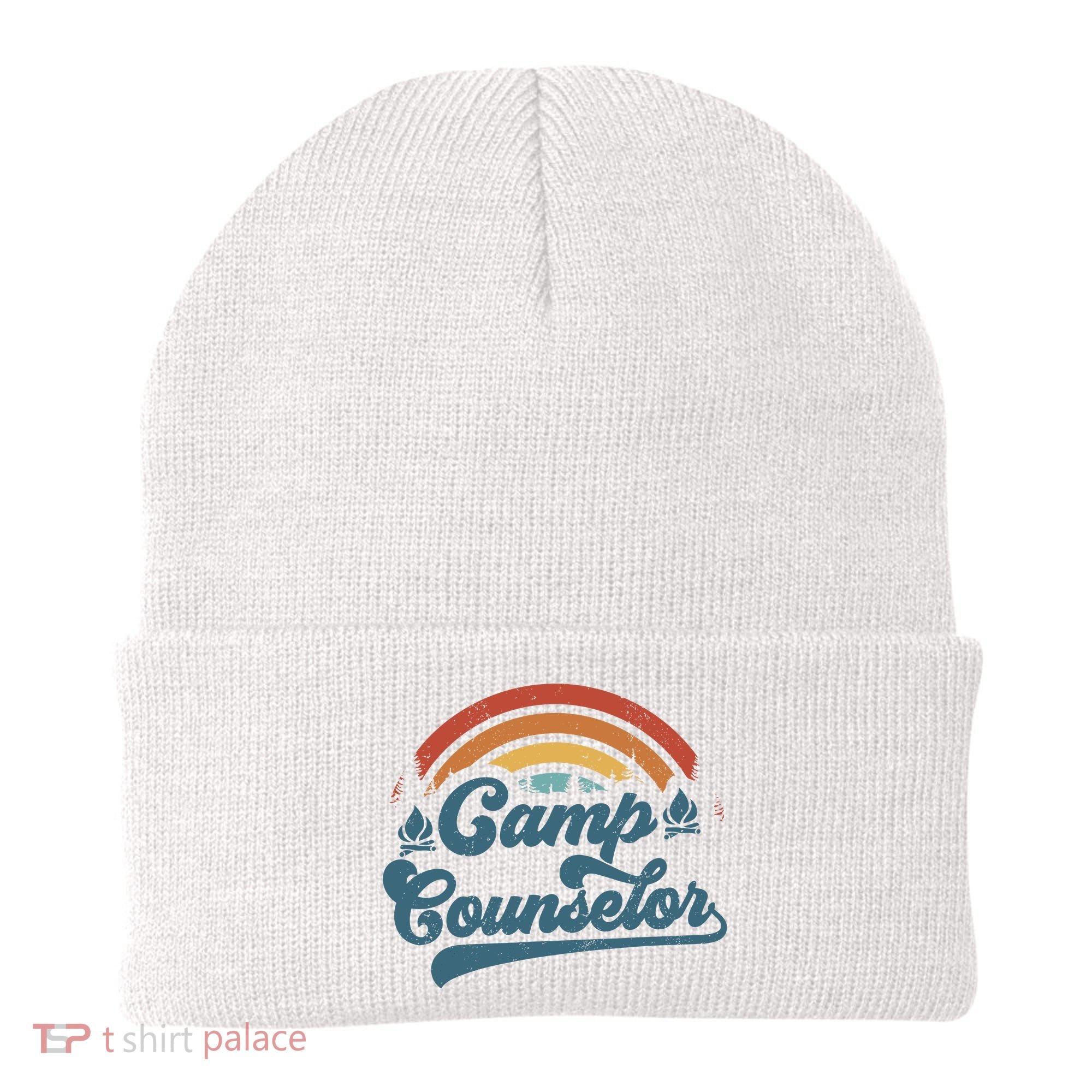 Summer Camp Counselor Staff Groovy Rainbow Camp Counselor Beanie